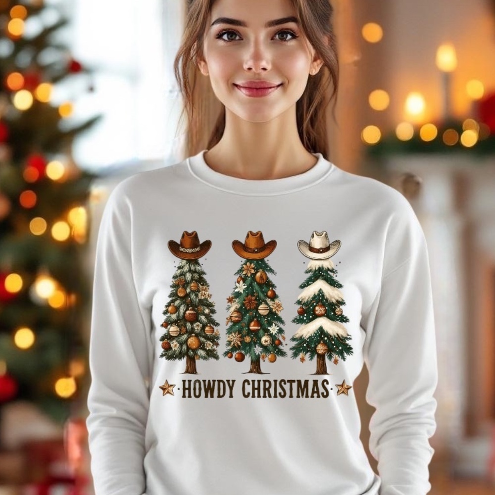 Howdy Christmas Western Tree T-shirt Rustic Design Unisex S M L XL XXL